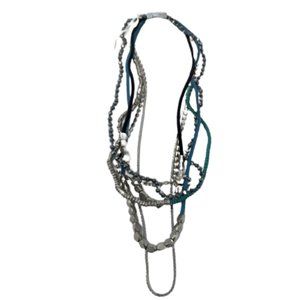 Serefina San Francisco Bead/Leather/Rhinestone Necklace, Size OS - Blue Women's